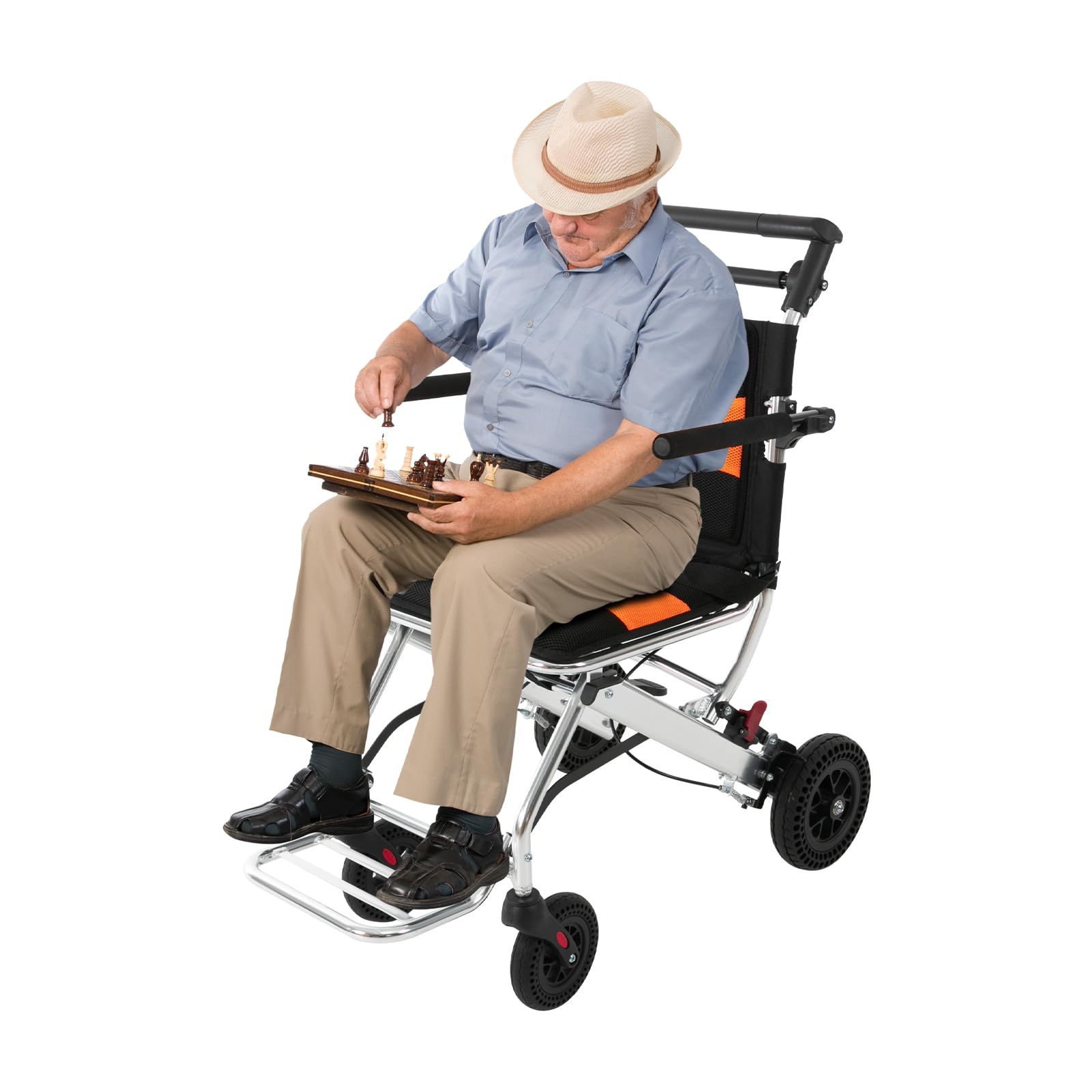 DAJILISHI Lightweight Folding Wheelchair, Travel Wheelchairs for Adults Support 353lbs with Foldable Pedals and Flip-Backs Arms, Handbrake