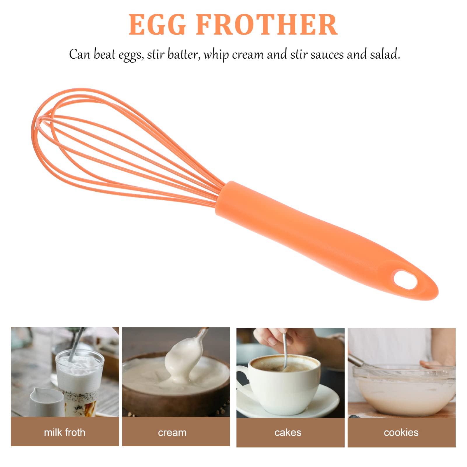 CALLARON Non- Silicone Whisk Mixer for Blending Cream and Sauces Ergonomic Handle Kitchen Utensil Lightweight and Easy to Clean Random Color