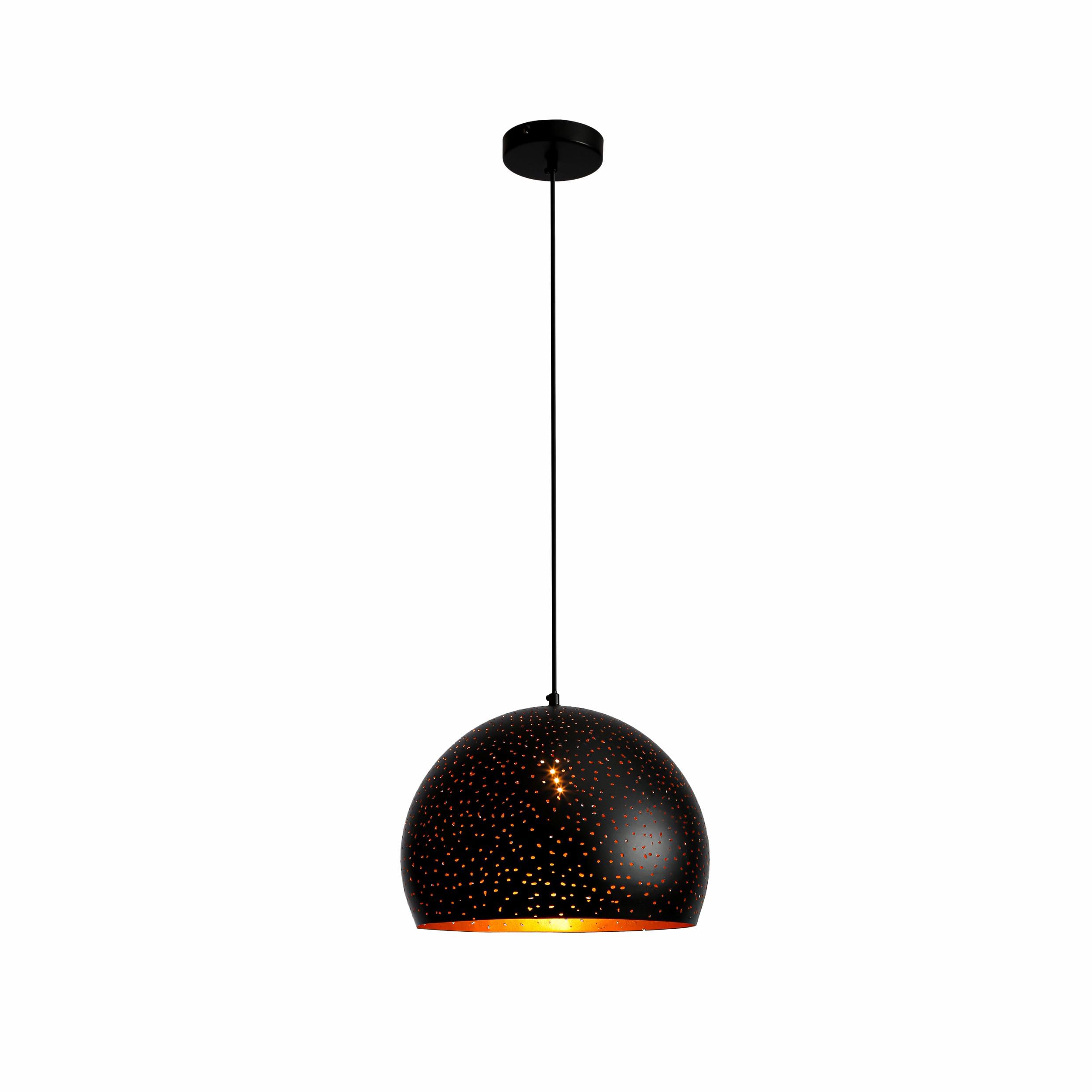 TEKLED Black Golden Indian Dome Ceiling Light | Moroccan Night Milkyway Pendant Light | E27 Edison Bulb Base | Modern Dining Room Coffee Shop Pendant | 35cm