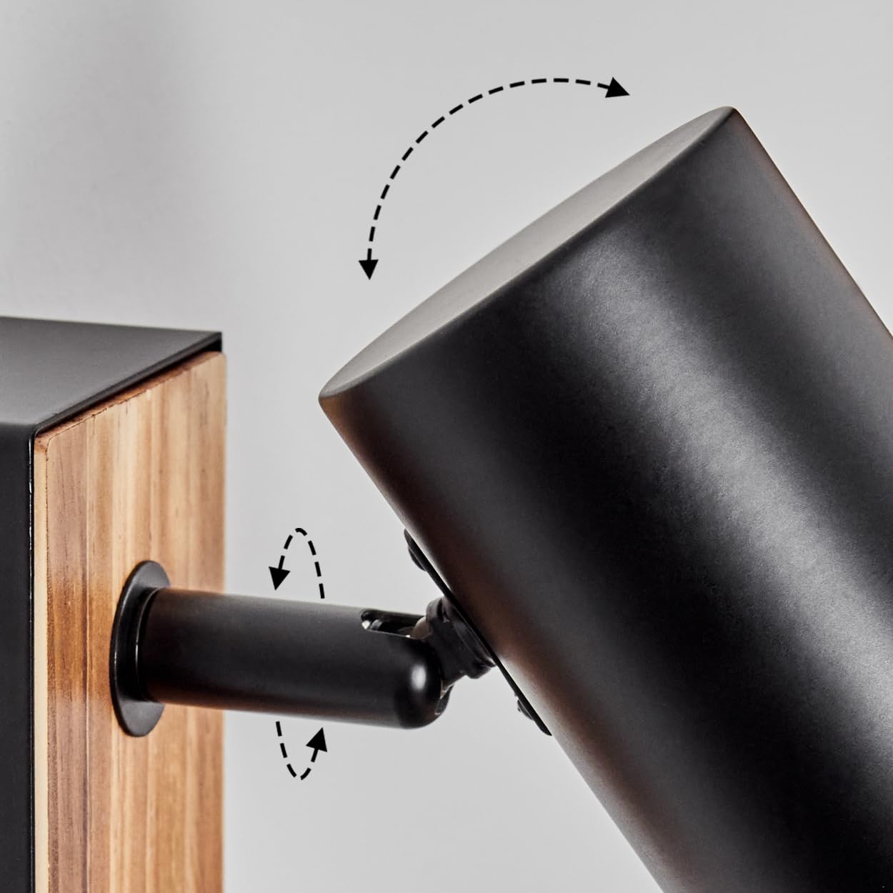 HOFSTEIN lampada da parete Gesteira, in metallo effetto legno/nero, dal design moderno con paralume regolabile (Ø 5,5 cm), GU10, soggiorno, camera letto, cucina, corridoio, scala