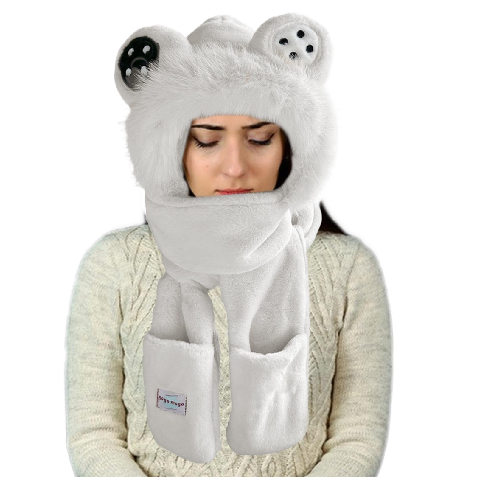 Bufanda con capucha con manoplas para disfrutar del invierno sin frío 8