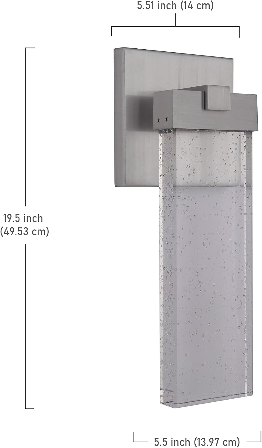 Craftmade Z1614-SA-LED Aria Crystal Outdoor LED Wall Sconce, Satin Aluminum 1-Light (6"W x 20"H) 12 Watts