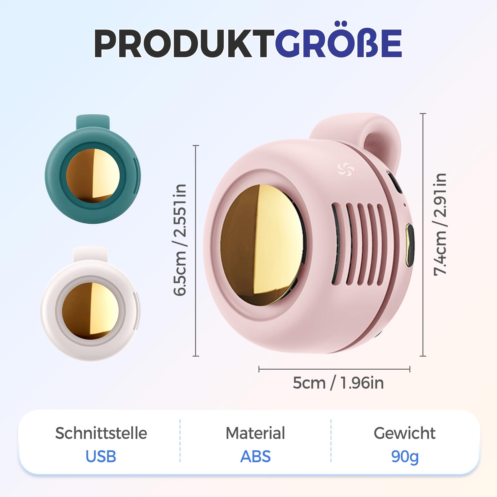 2026 Neu Mini Ventilator, Tragbarer Clip Ventilator Klein Leise und Leistungsstark, Portable Fan Handventilator In Drei Stufen Einstellbar Geeignet für Pendler Camping und Reisen (Weiß)