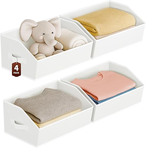 Miniatura 14 de Organizadores grandes de armario y contenedores de almacenamiento - 8 paquetes de cestas de almacenamiento trapezoidales para estantes, cestas de