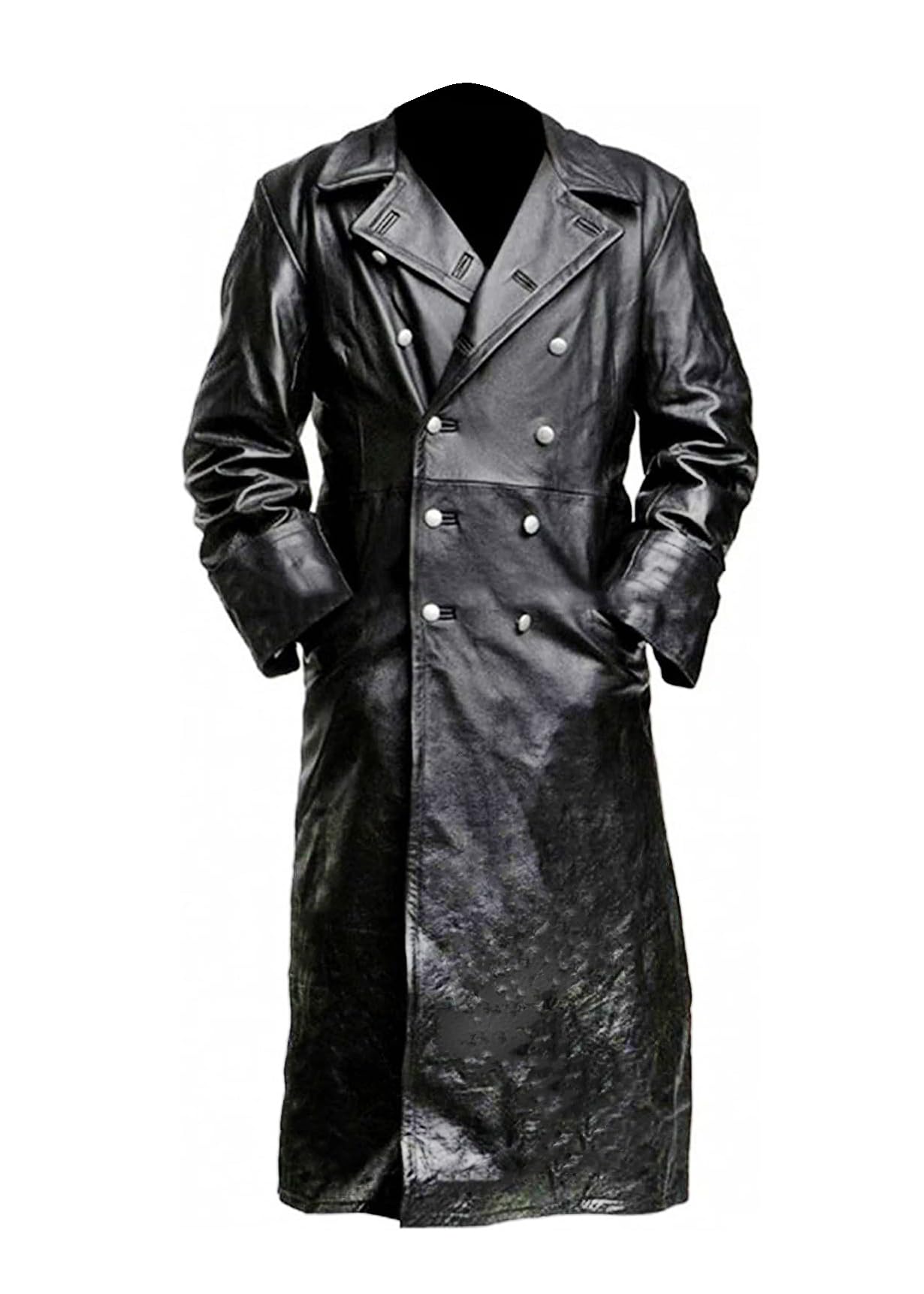 TDEOK Trenchcoat voor heren, lang, leer, zwart, middeleeuws TDEOK Trenchcoat voor heren, lang, leer, zwart, middeleeuws