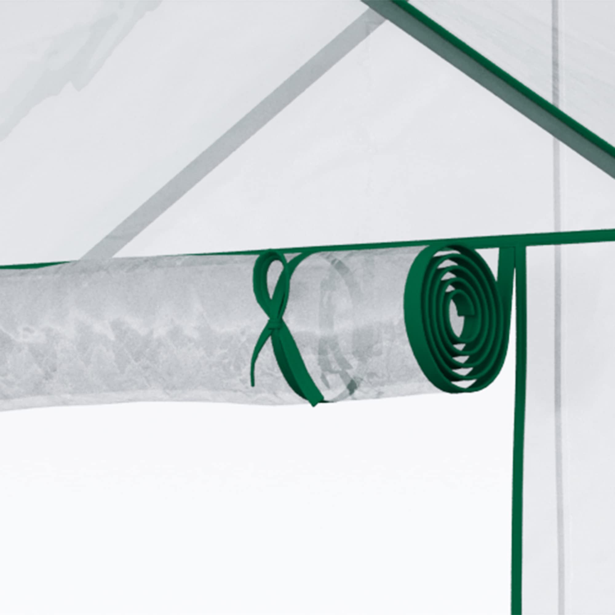 Outsunny Serre de Jardin avec étagère 4 Niveaux 142 x 73 x 195 cm Plastique Haute densité 140 g/m² Anti-UV avec Porte déroulante Transparent Vert