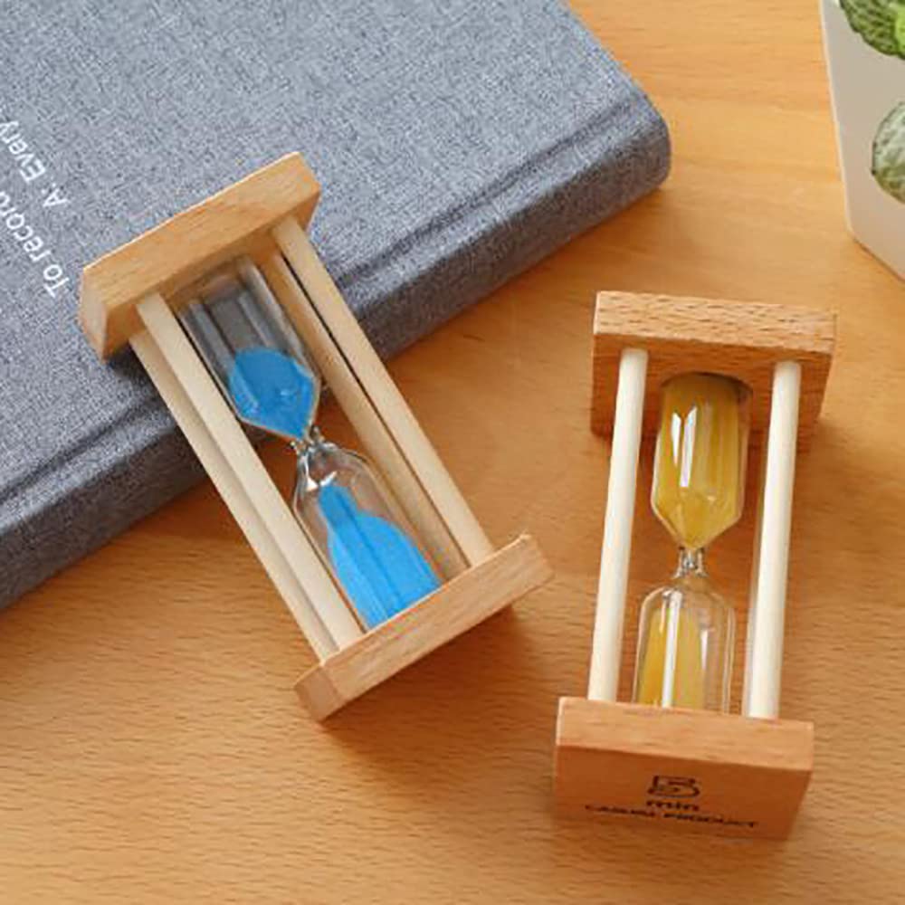 Reloj de Arena, Temporizador de Arena de Madera for niños Que se cepillan los Dientes, Temporizador de Arena de 3/5 Minutos, Asistente de gestión del Tiempo, Regalo Creativo.(Blue,3 Minutes (Round))