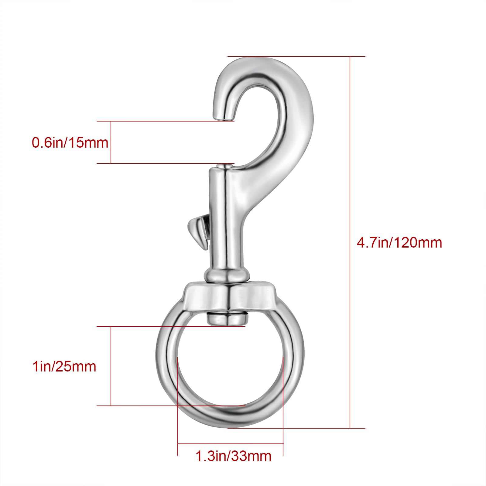 Swivel Snap Hooks Dog Leash Clip Leash Clasp Large Heavy Duty Swivel Eye Bolt Snap Hooks Swivel Eye Snap Hook 4.7 Inch 2 pcs - Image 2