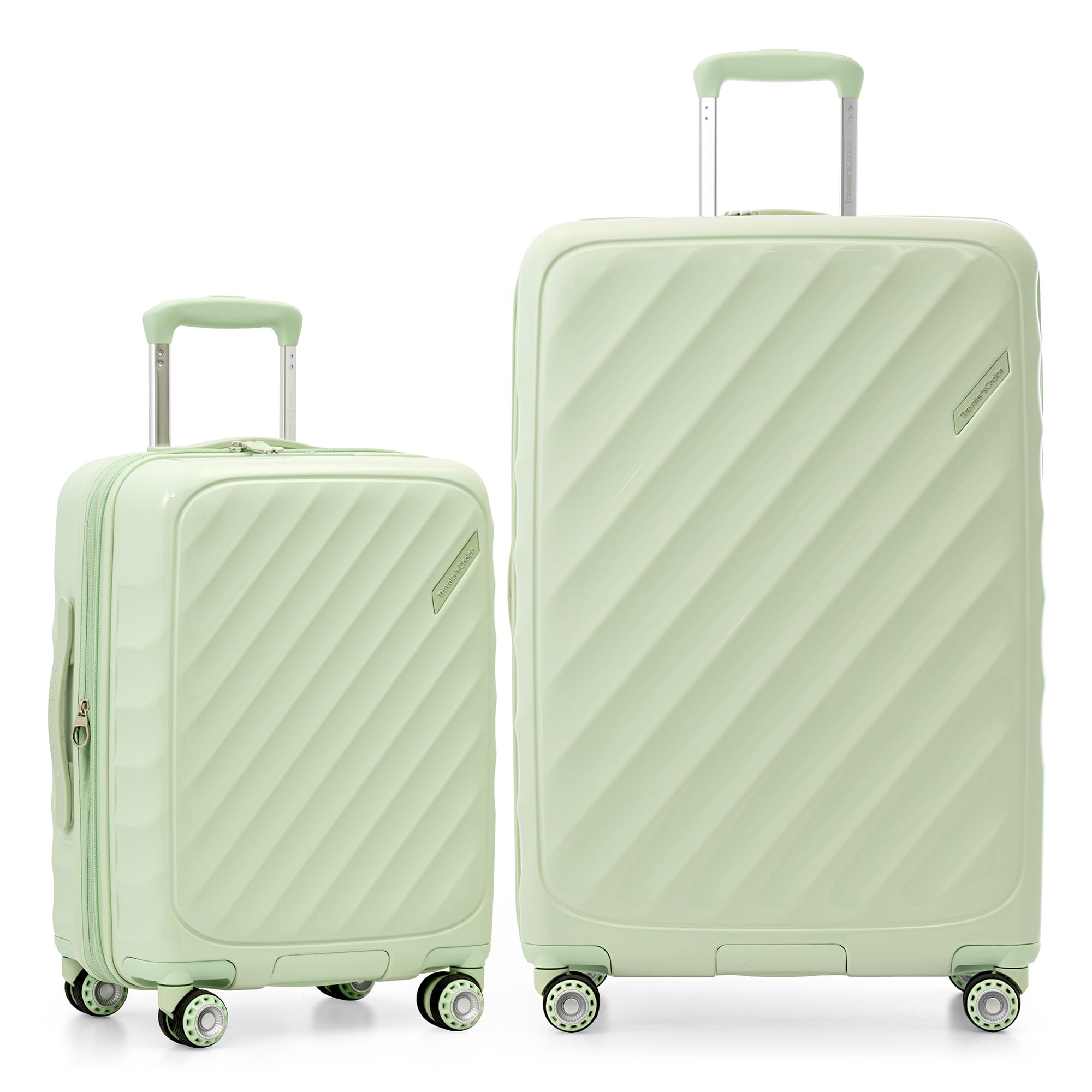 Traveler's Choice Elm Expandable Spinner Luggage, Glossy Mint, 2 Piece Set
