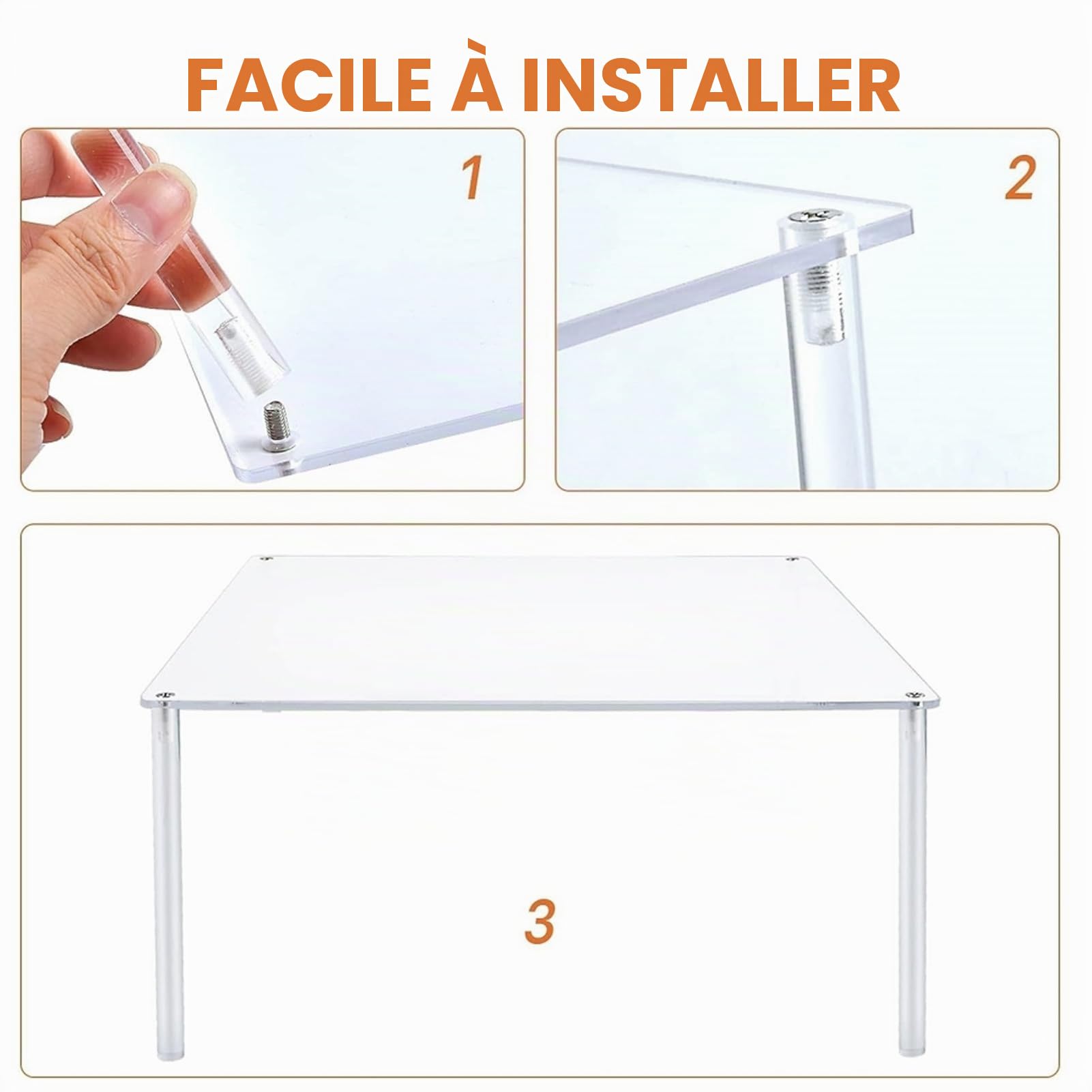 3Pcs Présentoir à Gâteau en Acrylique Transparent, 20 cm 25 cm 30 cmSupports à Gâteaux Carrés, Support d'exposition Cupcakes, pour Pizza, Dessert, Noël, Mariage, Anniversaire, Fête De Thé