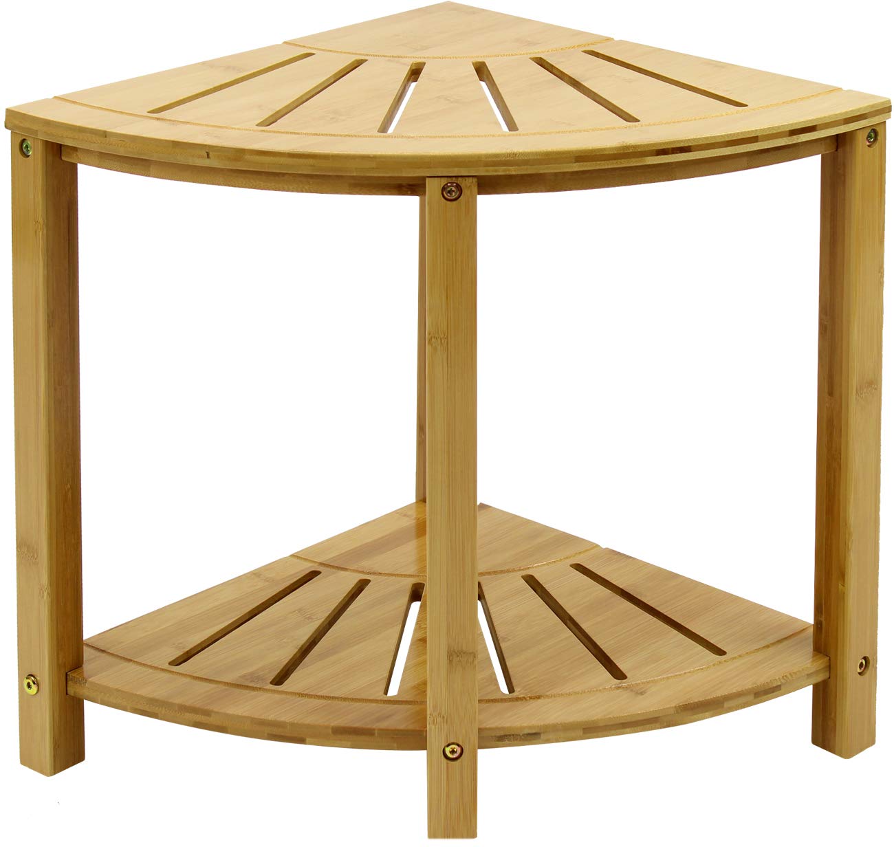 Sorbus Corner Shower Stool Bamboo Bench with Shelf — Waterproof 2Tier
