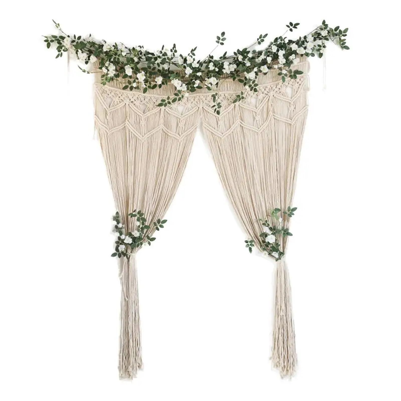 Makramee Vorhang Makramee-Wandteppich mit Fransen, Spitze, Wandbehang, Baumwolle, for Raumteiler, Türvorhänge, Hochzeitshintergrund FüR Raumteiler, FenstervorhäNge