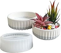 Vista 15 de Caja de almacenamiento de maceta suculenta de rayas redondas, moldes de resina epoxi de yeso, tarro de vela simplicidad, molde de silicona