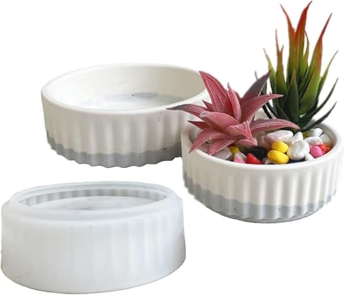Miniatura 15 de Caja de almacenamiento de maceta suculenta de rayas redondas, moldes de resina epoxi de yeso, tarro de vela simplicidad, molde de silicona