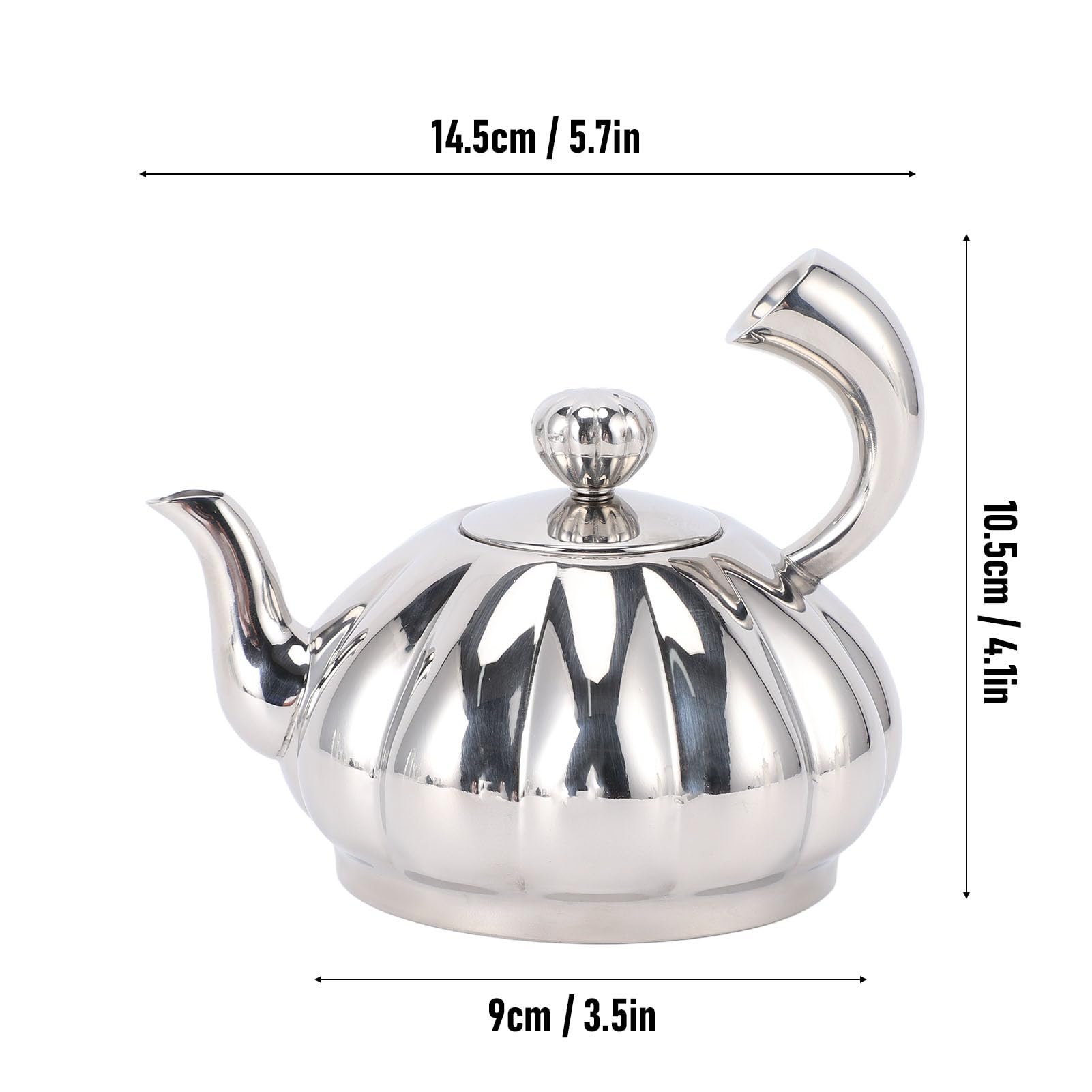 Haofy Czajniczek w Kształcie Dyni Stal Nierdzewna 300 Ml Polerowanie Lustrzane do Kuchenki Gazowej Kawa Herbata Mleko, Wylewka Niskie średnie Zużycie Ciepła