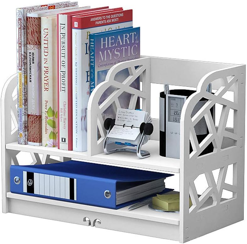 Desk Bookshelf Storage Organiser Wooden Bookcase Desktop Freestanding