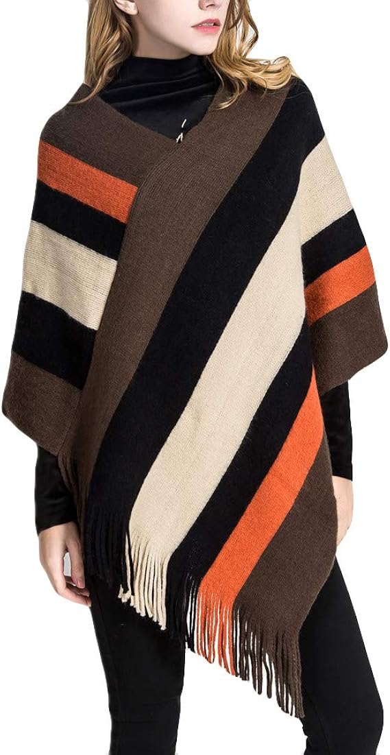 Mllkcao Shawls and Wraps for Women Hoodie Blanket Stripe Splicing