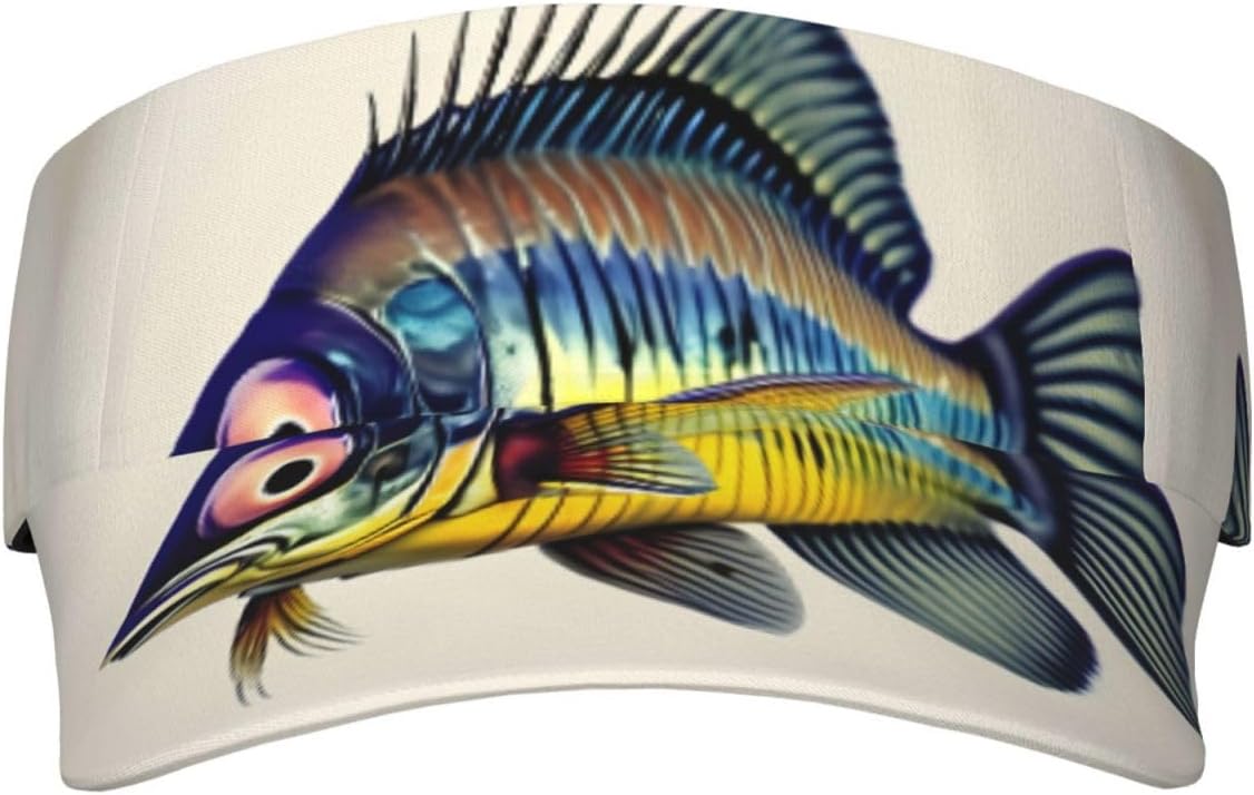 Fly Yellow Fish Print Sports Sun Visor Hats,Adjustable Sun Caps for Men Women Adults Lightweight