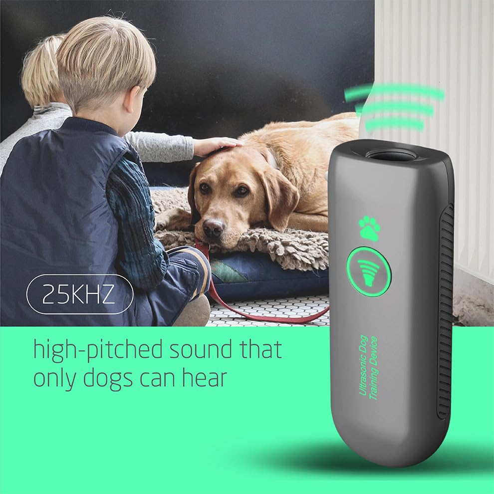 Dispositivo anti abbaio per addestramento del comportamento del cane, a frequenza variabile, deterrente per la corteccia del cane, 16,4 m, efficace gamma di controllo, 100% sicuro per interni