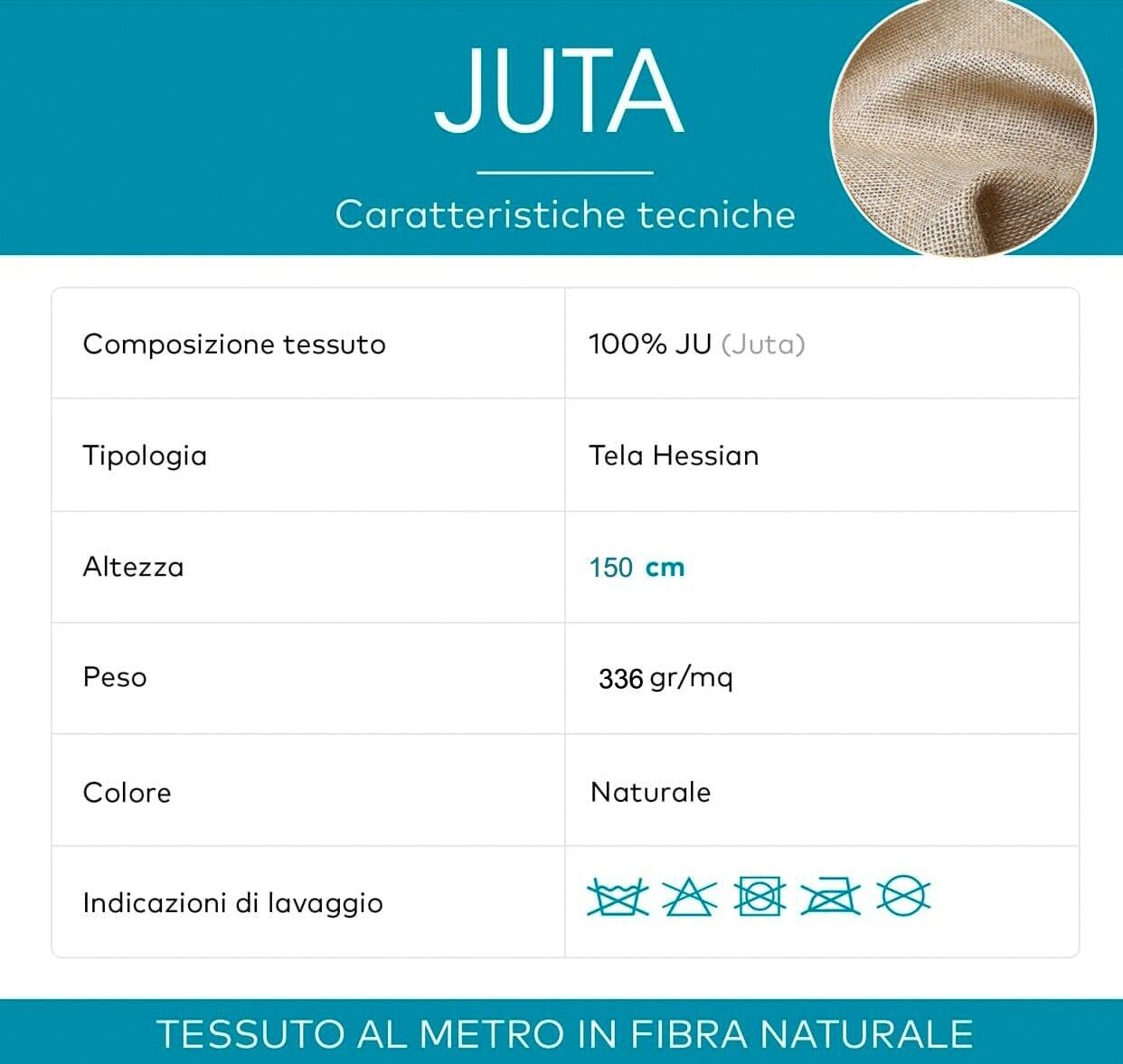 Juta Tessuto Tela Yuta Fibra Naturale 336 GR/m² Decorazioni Casa Rivestimenti Bricolage 150x300 Cm