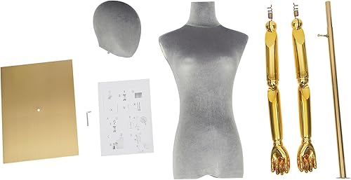 Miniatura 8 de Maniquí de vestido, maniquí de forma de vestido femenino ajustable con brazos, 59.06-78.74 pulgadas, altura ajustable, desmontable, forma de vestido