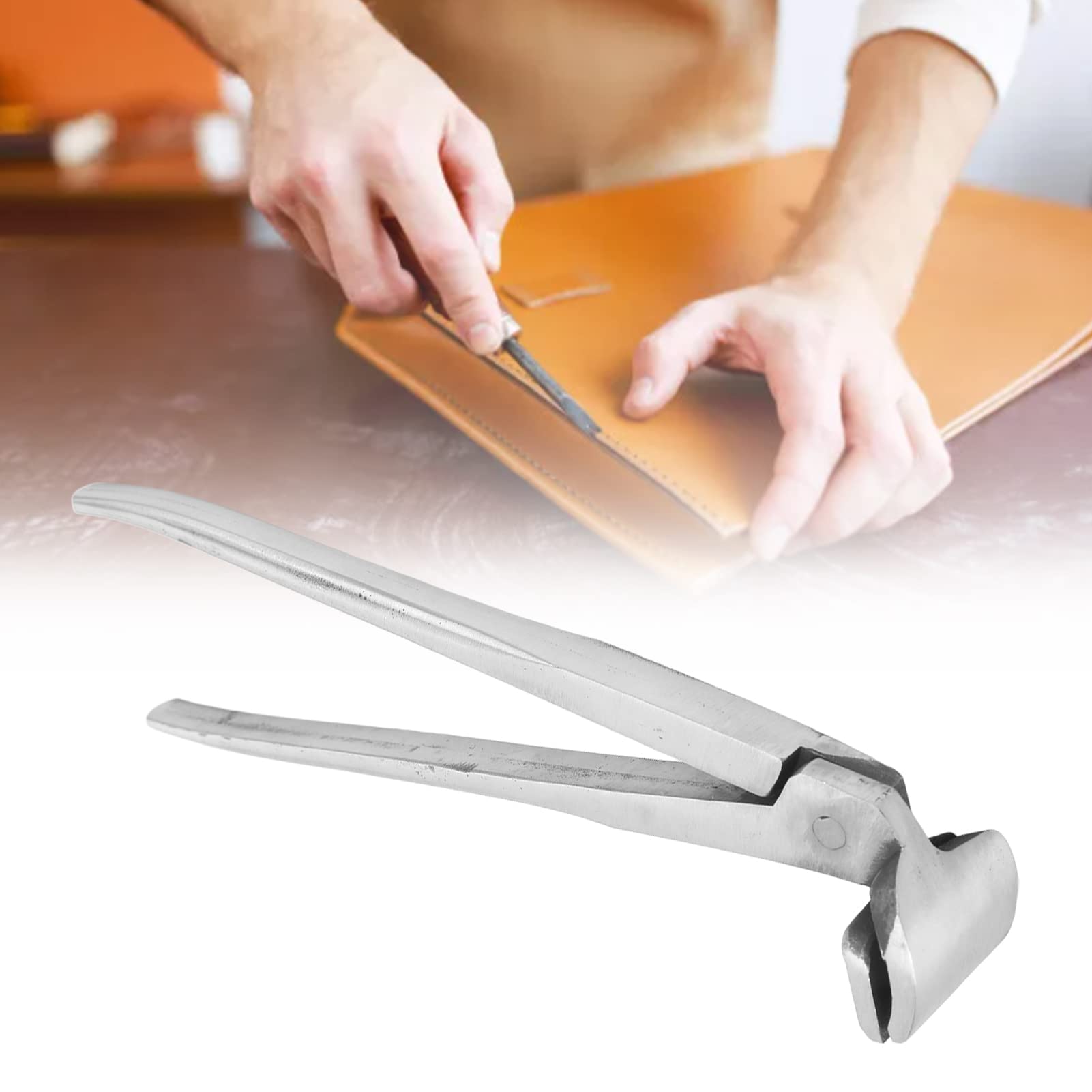 Fdit Pince à Bec courbé pour le Travail du Cuir, Pince de Réglage des Bords du Cuir, Outils Professionnels en Acier Inoxydable pour le Bricolage
