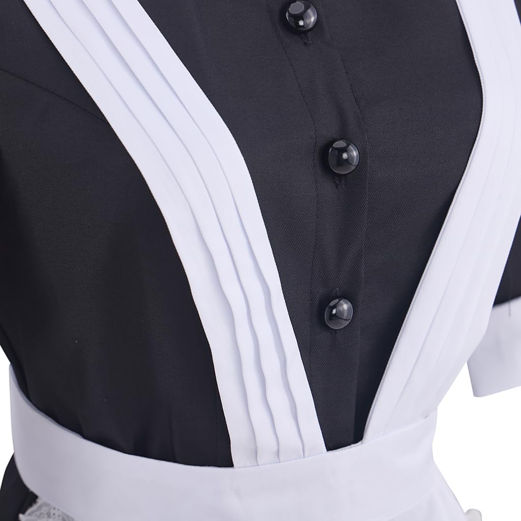 Womens Cosplay Magenta Costume Rocky Horror Costume Magenta Maid Dress with Apron Full Set - Image 6