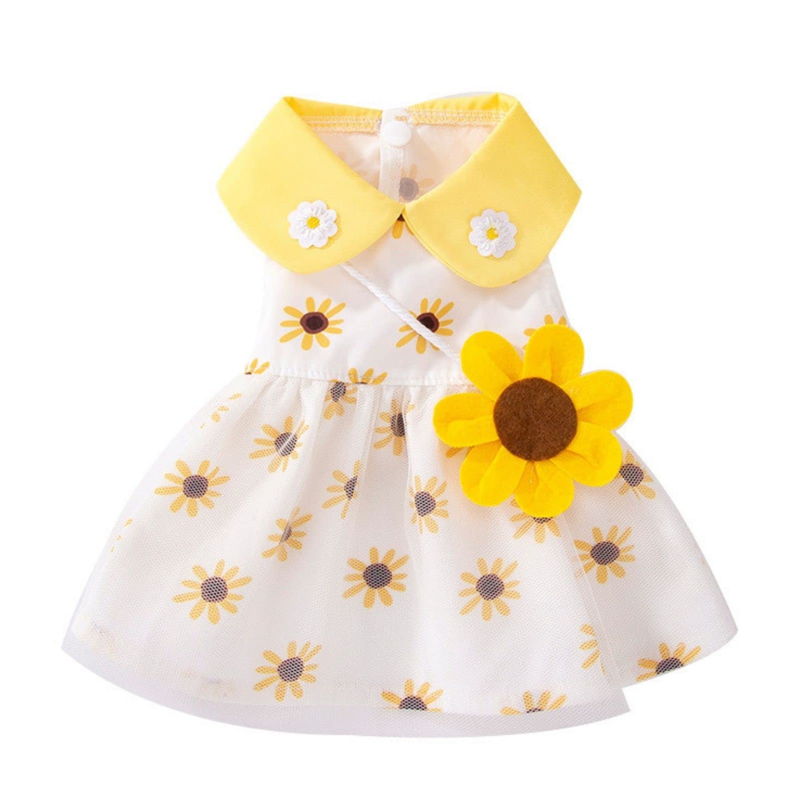 Dog Dress Soft Breathable Puppy Dresses Elegant Princess Lace Floral Pet Dress with Sunflower for Small Dog