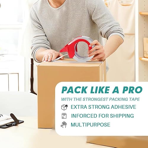 Miniatura 10 de KAMOTA Cinta de embalaje, 18 rollos de cinta de embalaje transparente resistente para embalaje de envío, sellado en movimiento, 1.88 pulgadas de