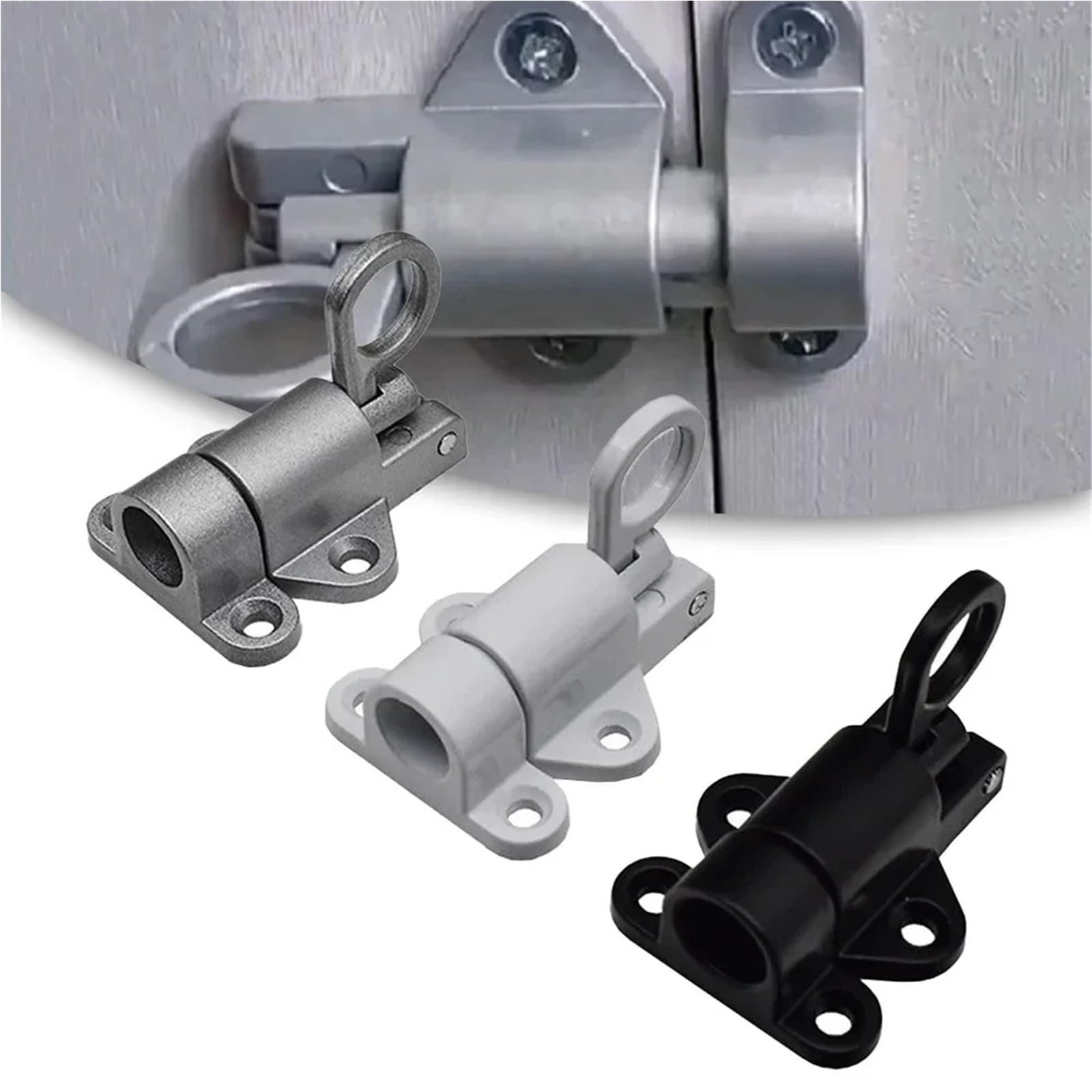 10 pezzi di chiavistello a molla for porta, bullone chiusura automatica, anello trazione, blocco sicurezza for finestra e cancello Per Porta(Silver)