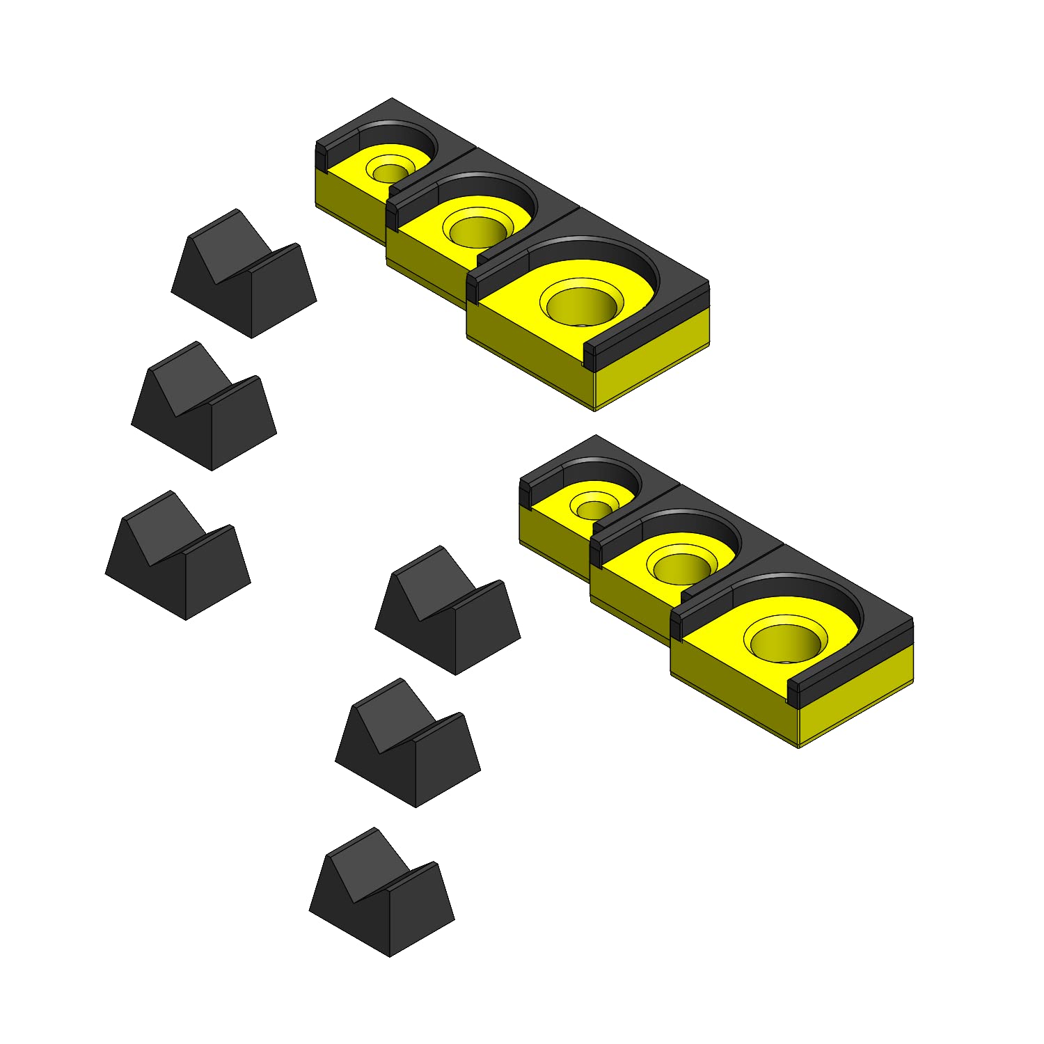 3D Tool Trays MagAttach Ratchet Organizer Kit (3 Piece Set (2-Pack), Yellow/Black)