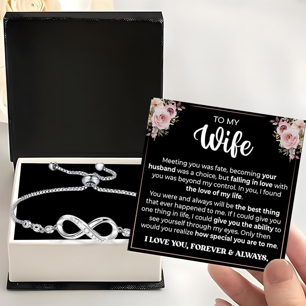 To My Wife Bracelet, Wife Infinity Heart Bracelet From Husband, Wife's Jewelry Gift From Husband With Message Card And Box Meaning, Wedding Gift, Valentine Birthday Anniversary Christmas Gifts - Image 5