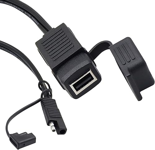 Miniatura 2 de GELRHONR SAE - Cable de conexión rápida a USB para motocicleta, puerto USB de 5 V 2.1 A, enchufe de alimentación con cubierta impermeable,