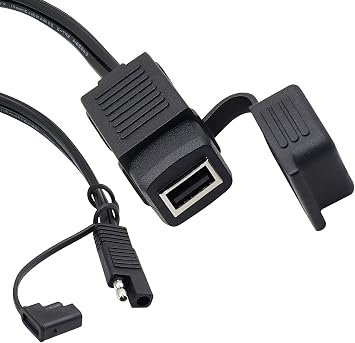 GELRHONR SAE Quick Connector to USB Adapter Motorcycle Cable, 5V 2.1A USB Port Power Socket with Waterproof Cover,Compatible with Smart Phone Tablet GPS Charge On Motorcycle12-24V -36CM