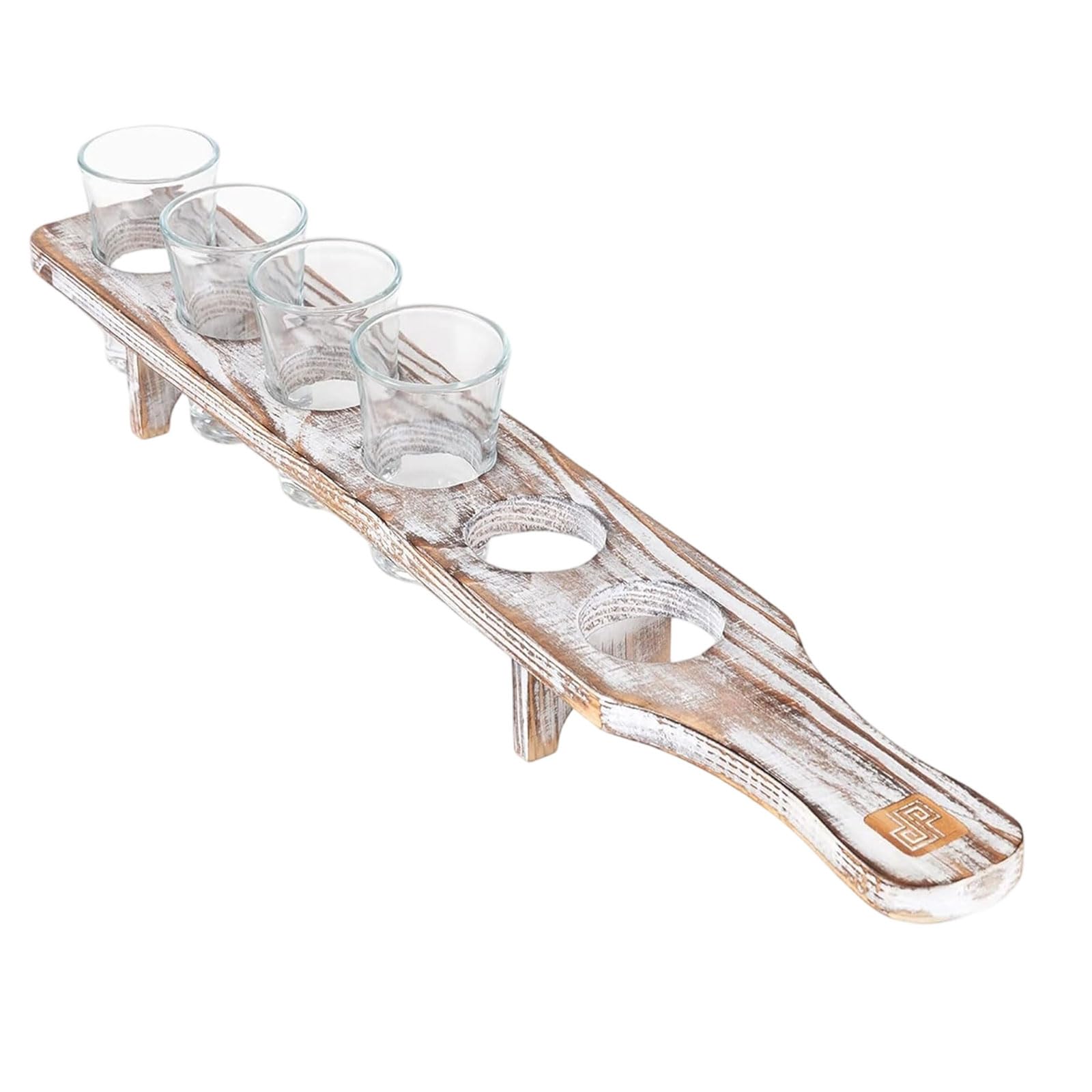GTYLF Tequila Storage Tray Wooden Drink Serving Tray Shot Glass Display Stand with 6 Holes for Social Event Tequila