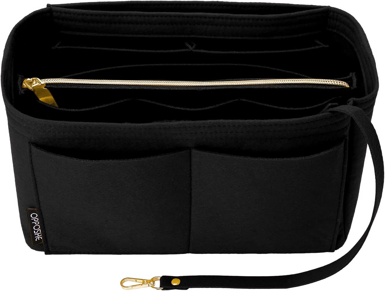 OPPOSHE Purse Organizer Insert for Handbags, Softened Felt Bag Insert Organizer for Tote, Compatible with LV, Coach, MK, Kate Spade, Goyard, Longchamp (Black, X-Large)