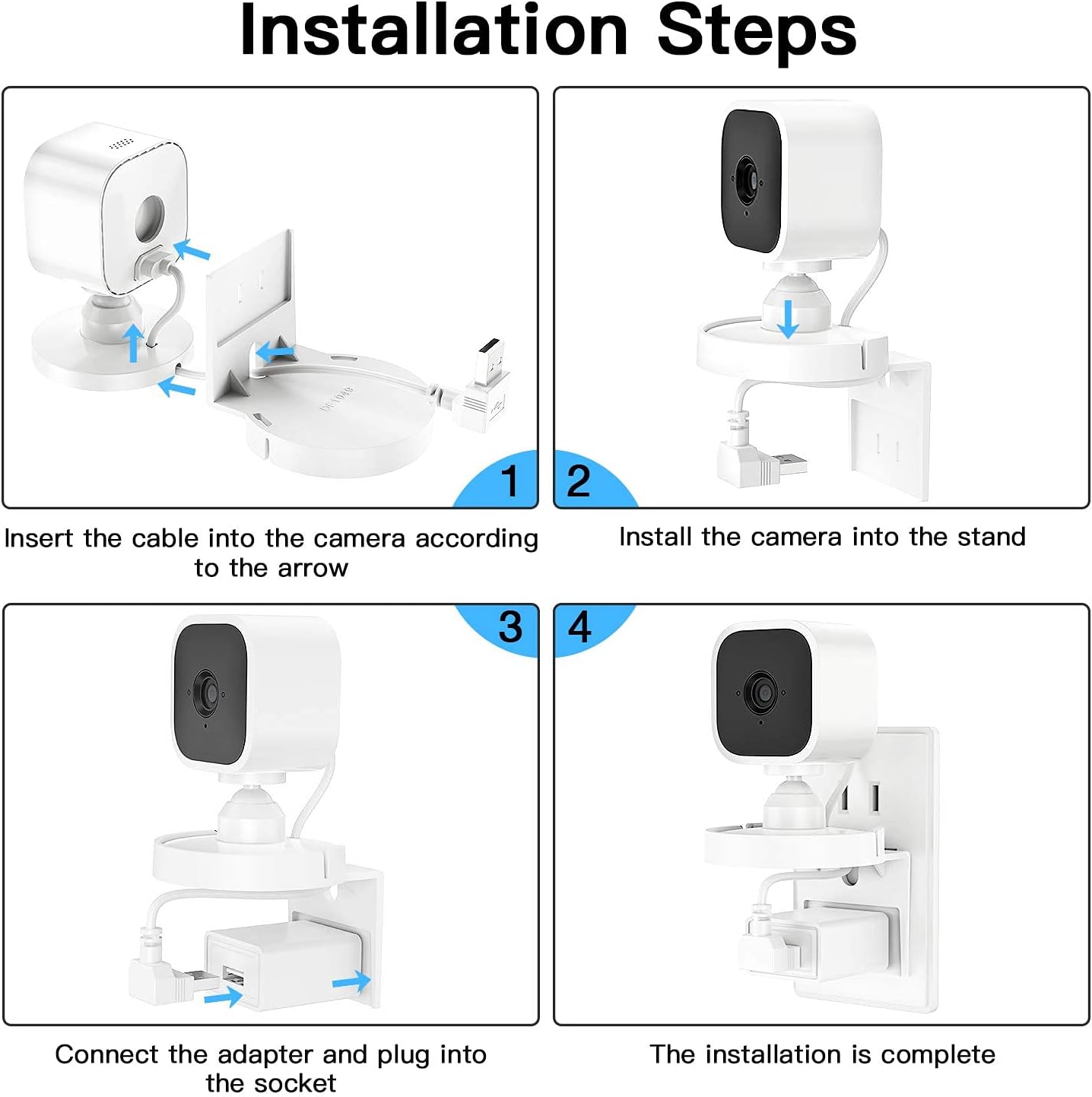 2PACK Blink Mini Outlet Wall Mounts - AC Outlet Wall Plug Mount Stand Holder Bracket for Blink Mini Indoor Camera Without Messy Wires or Screws(Blink Mini is not Include)