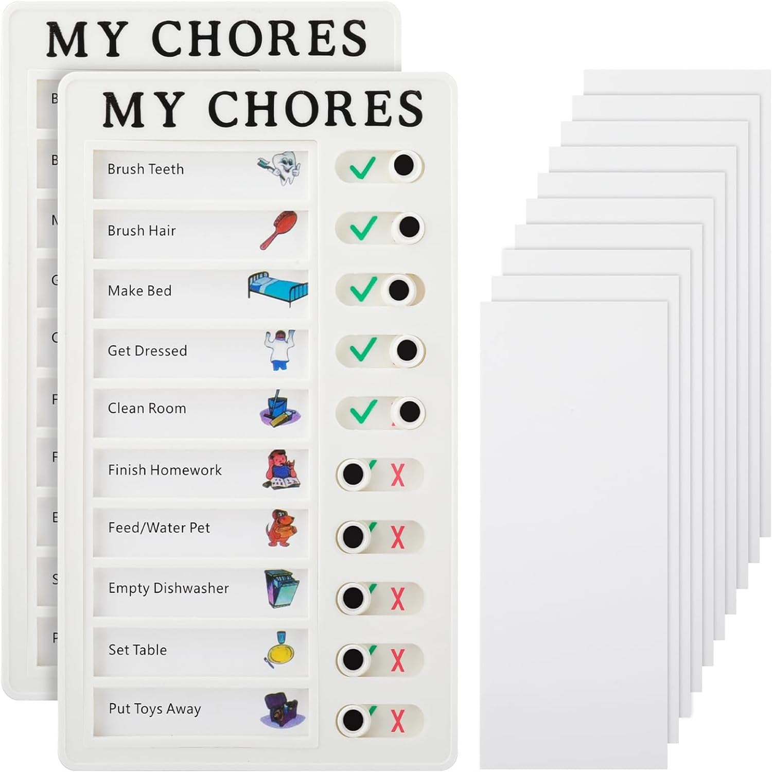 2 Pieces Chore Chart, Chore Board, My Chores Checklist Task Board, Daily Schedule Board, to Do List, Planner Check List, Chore List for Kids, Adults and Form Good Habit (white)