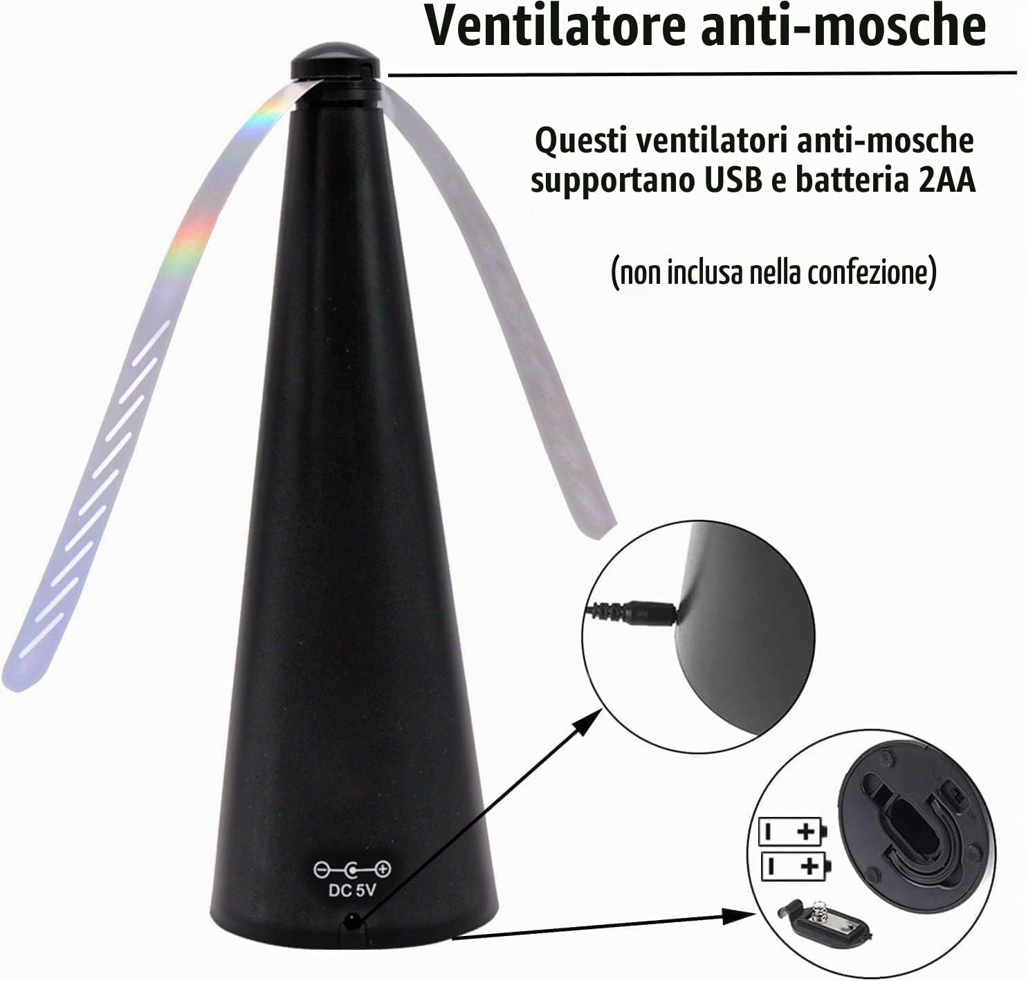 3Pcs Repellente per Mosche, Ventilatore Repellente per Zanzare, Ventilatore per Scacciare le Mosche per Terrazza, Ristorante, Giardino, Picnic, Tavolo