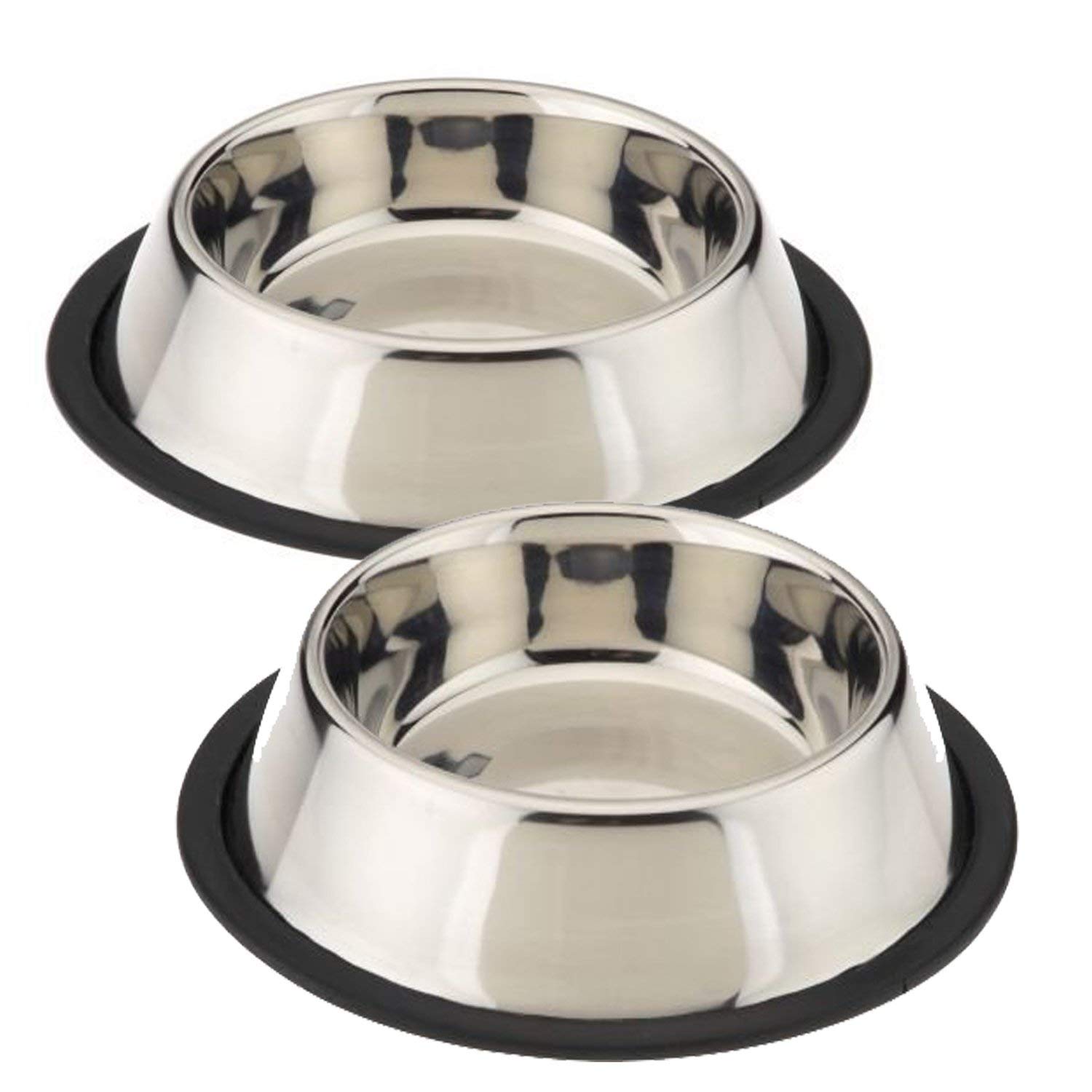 King InternationalStainless Steel Dog Food Feeding Bowl, Silver, 2 Piece