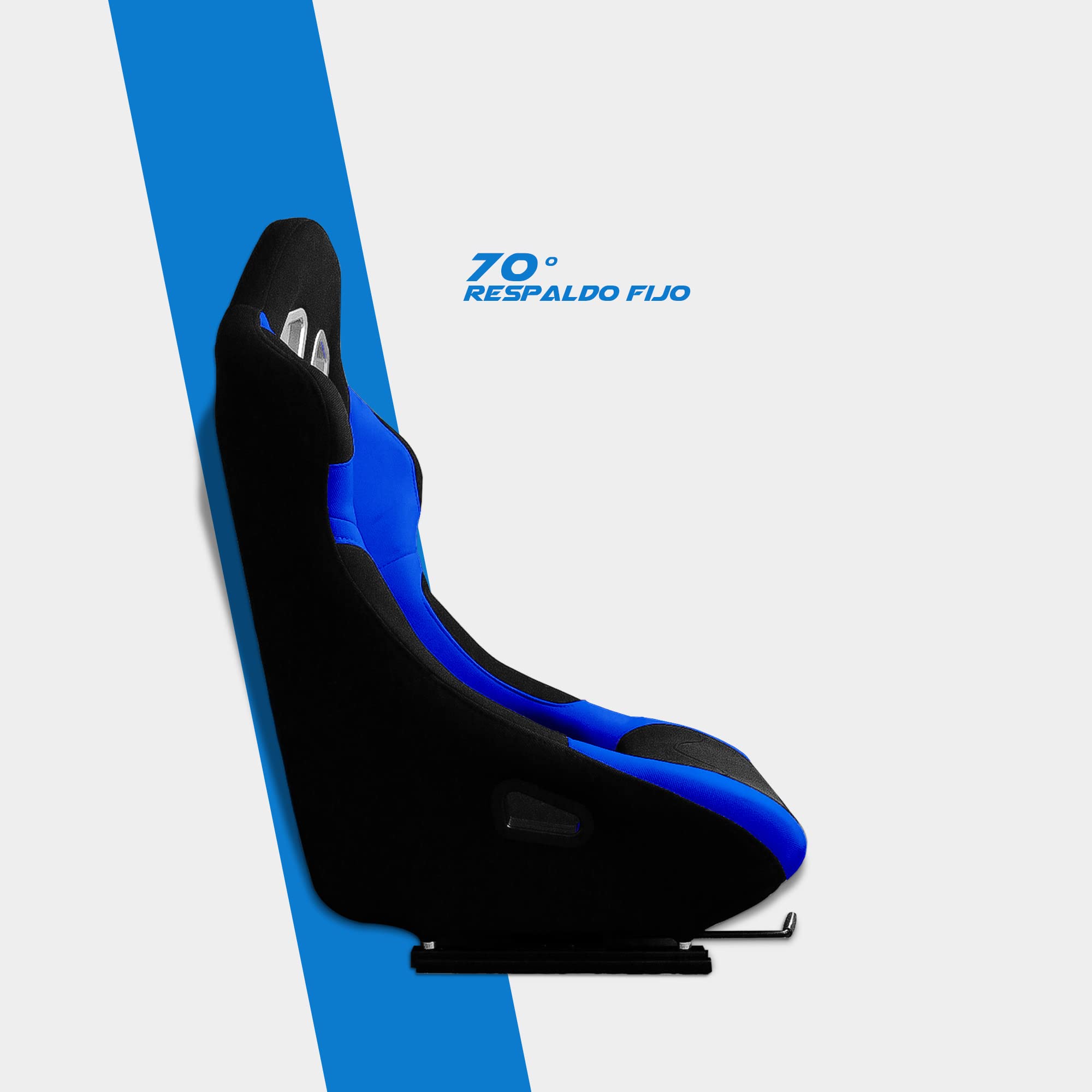 MODAUTO Asiento Deportivo para Coche,Baquet Deportivo de Tela,Adaptable para Coches y Conductor y Pasajero,Coches,Modelo N065,Negro-Azul