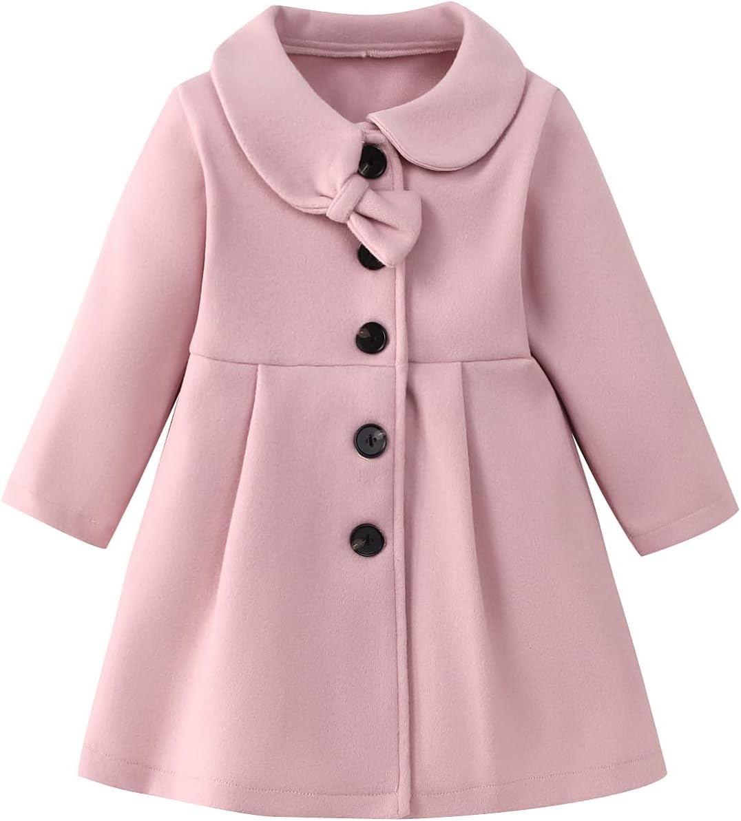 Toddler Baby Girl Coat Long Sleeve Solid Color Buttons Clothes Jacket Little Girls Dress Coat Fall Winter Outfit