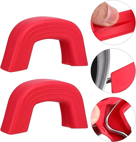 Miniatura 4 de Cabilock 1 par de mango de silicona para asistencia de agarre con aislamiento térmico y mango de olla caliente para sartenes de hierro fundido (rojo)