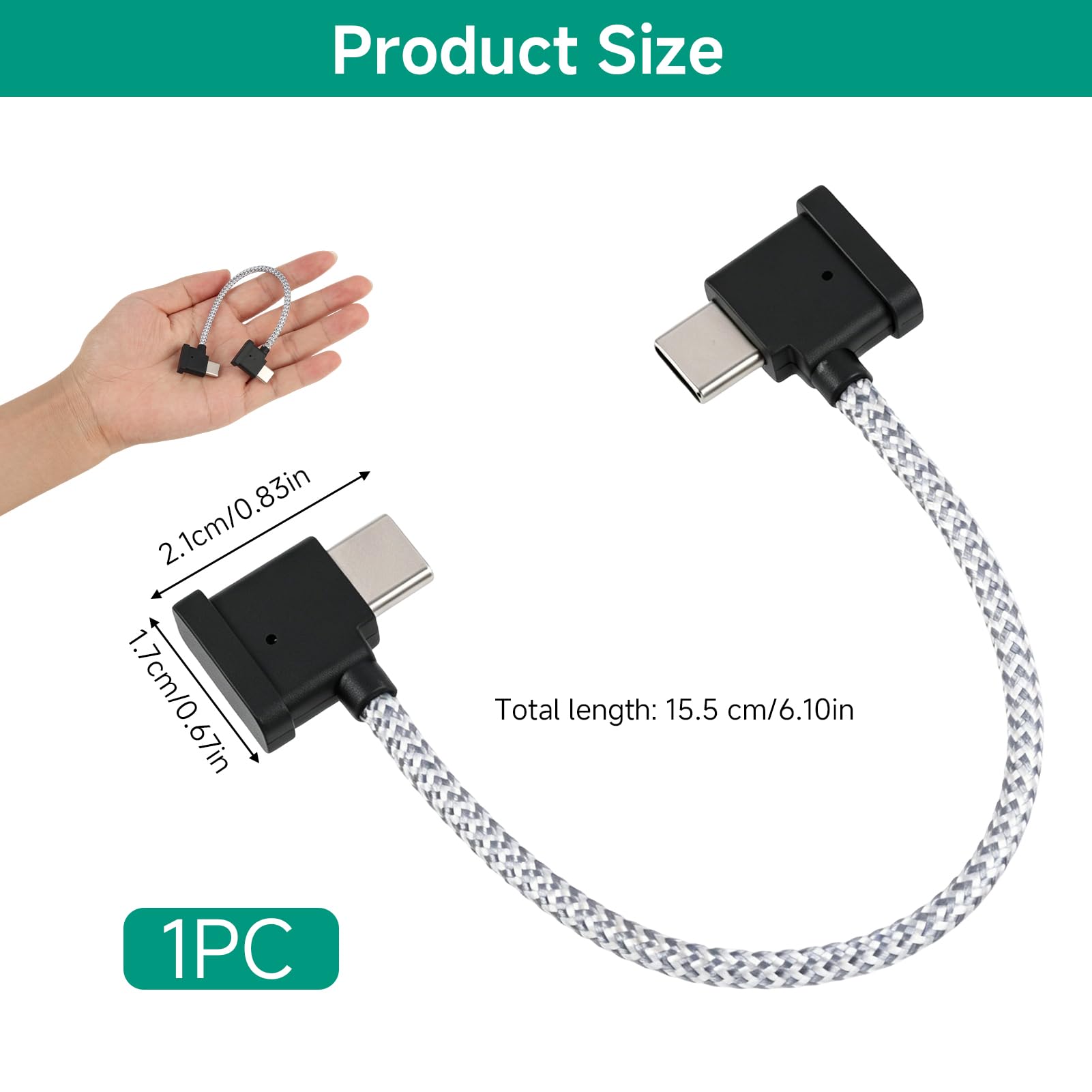 USB C auf USB C Kabel für DJI Mini 2 Mavic 3 Air 2S Mavic Air 2, Fernbedienung Kabel USB C auf USB C OTG RC Geflochtenes USB-C Controller Kabel 15cm Smartphone Tablet Drohnensteuerung Datenübertragung