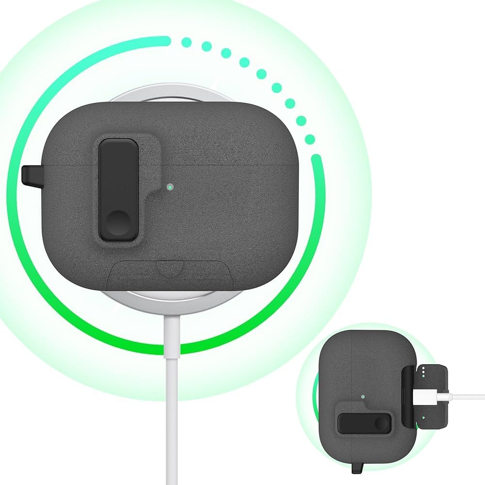 Minesk Airpods Pro 3 ile Uyumlu Fabric Serisi Özel Kilitli Tasarım ve Kumaş Yüzeyli Kılıf Darbelere Karşı Koruyucu Kapak (Gri, Airpods Pro 3 (2025))