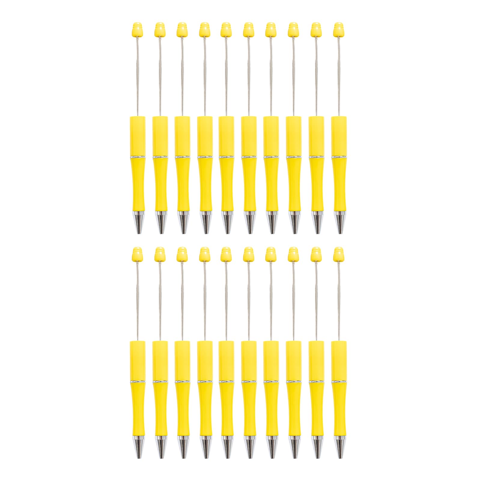Galepromot 20Pcs Yellow Beaded Ballpoint Pen Cute Appearance Detachable Fashion Comfortable Grip Bead Pen Assorted Bead Shaft Black Ink Teens Students