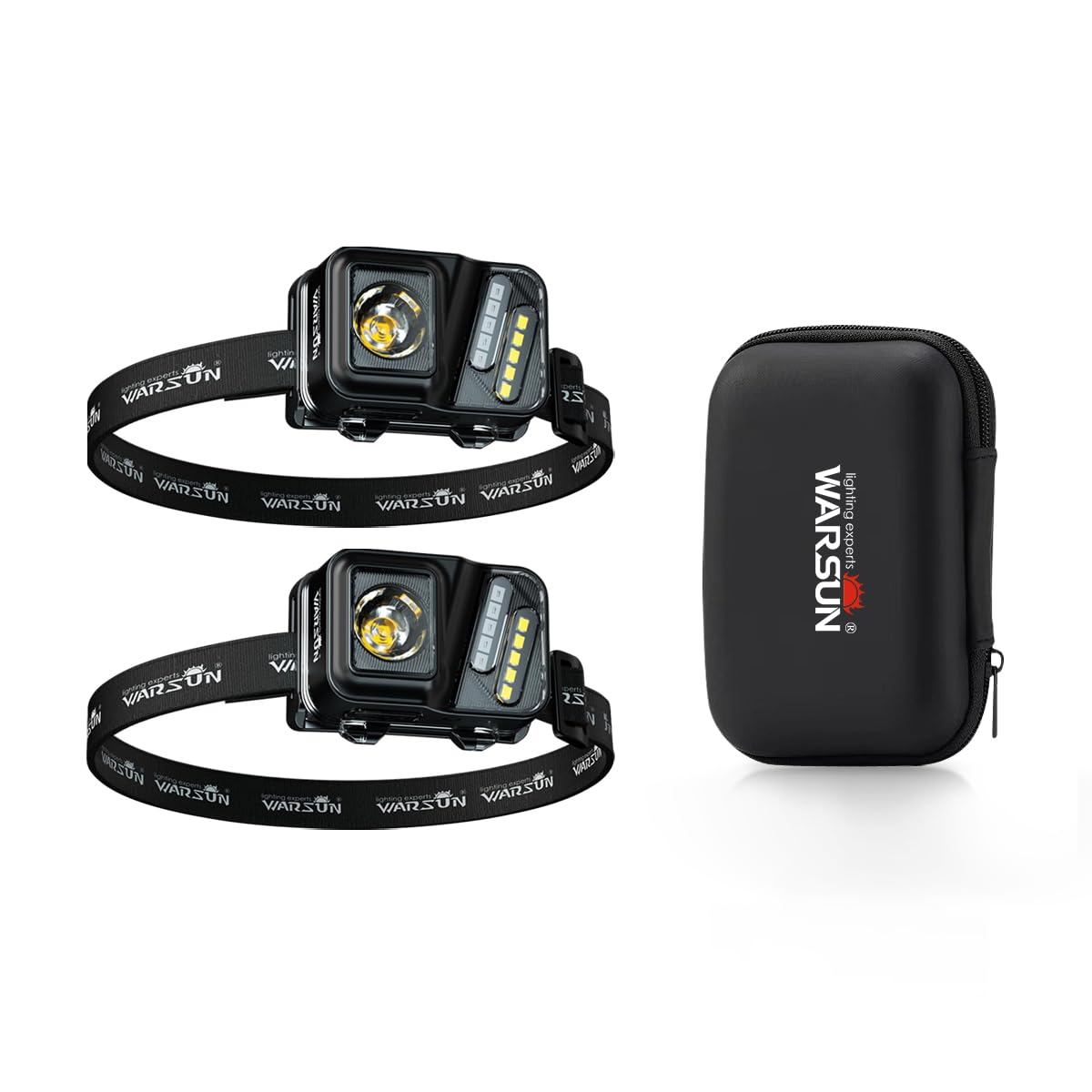 Rechargeable Lightweight Headlamp 2 Packs – 750 Lumens Running & Helmet Light, LED Head Torch with Motion Sensor, 5 Modes, for Night Running, Fishing, Camping, Cycling, Work