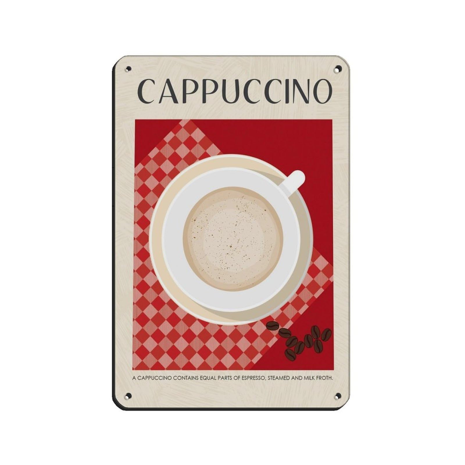Cappuccino Coffee, Retro Coffee Poster Retro Poster Metal Tin Sign Chic Art Retro Iron Painting Bar People Cave Cafe Family Garage Poster Wall Decoration 8x12inch(20x30cm)