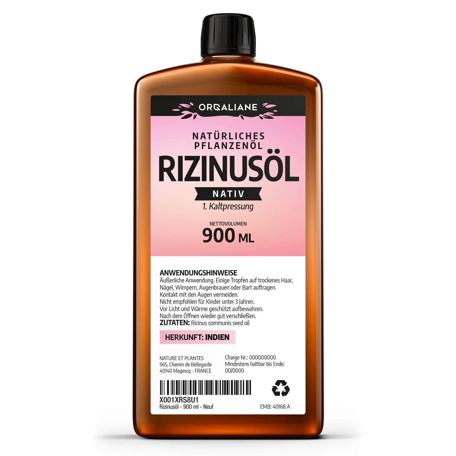 PHATOIL Bio Rizinusöl Kaltgepresst 236 Ml – 100% Rein Für Haar, Wimpern, Haut, Nägel, Entgiftung