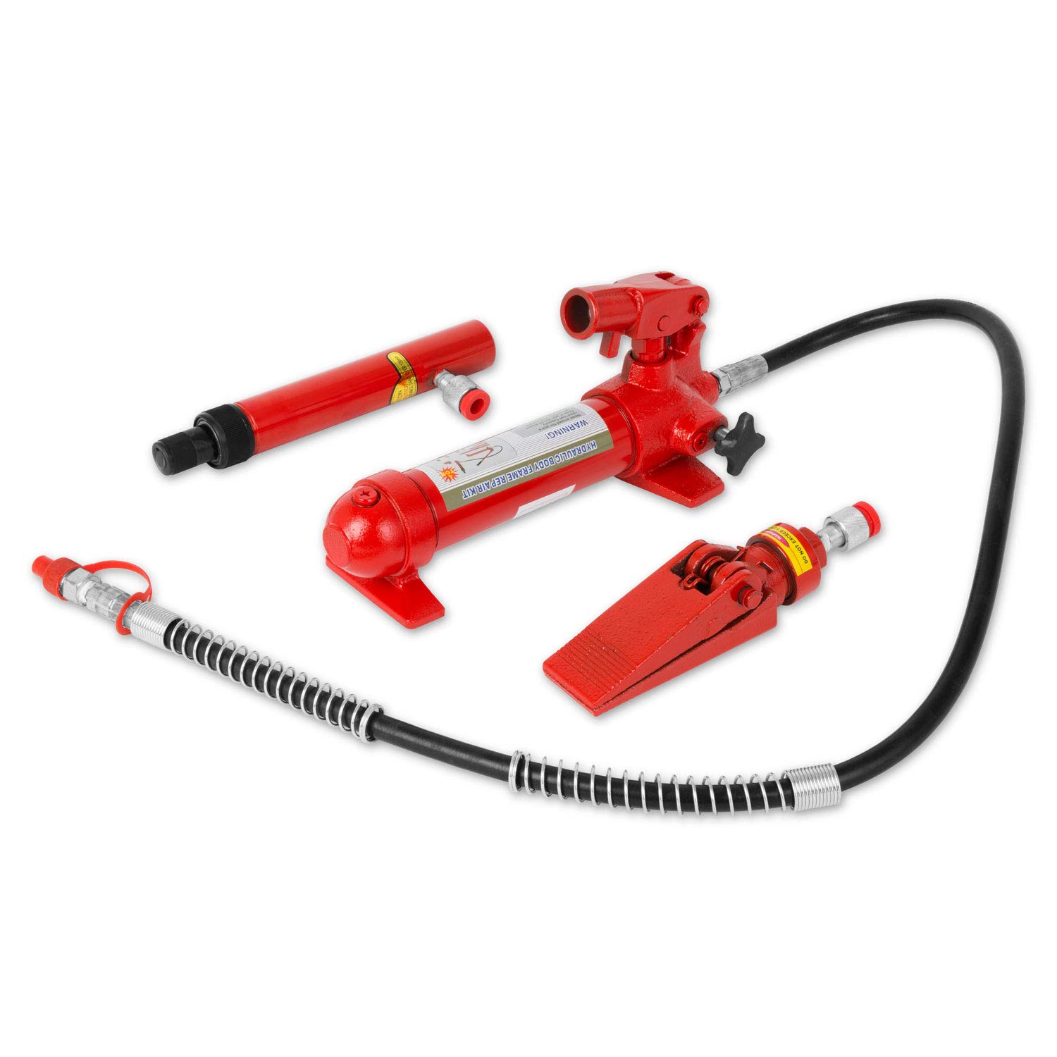 EBERTH Kit raddrizzatura corpo idraulico da 4 tonnellate con valigetta di trasporto (spargitore idraulico a V, 7 pezzi in pressione, 3 prolunghe) robusta scatola con accessori